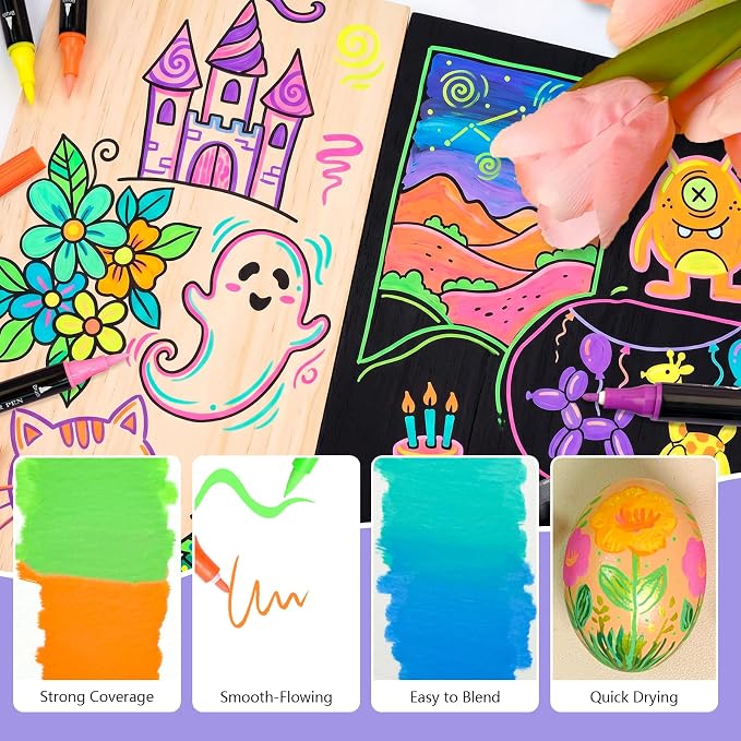 Artecho Acrylic Paint Markers 8 Fluorescent Colors