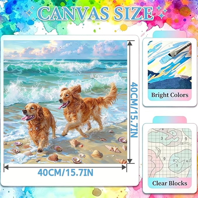 YarnWhimsy Dog Paint by Numbers for Adults, Paint by Number 16x16 inch | Dogs Paint by Numbers Kit for Adults, Fun Animal Acrylic Painting by Numbers for Gift Home Wall Decor (without Frame)