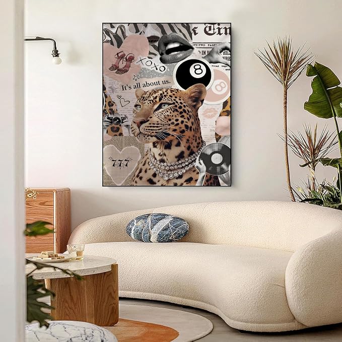 WUDWL Coquette Paint by Numbers Kit for Adults, Color By Numbers for Adults | Fashion Cheetah Decor Painting by Number On Canvas, Paint Number Artist Funny Without Frame DIY, Home Wall Decor, 12x16in