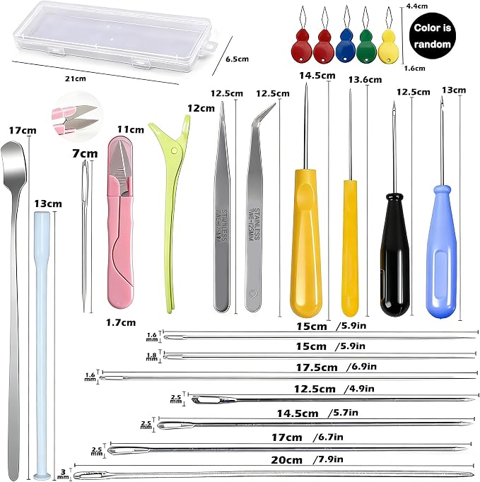 24PCS Candle Making Supplies with Plastic Storage Box Big Eye Long Wick Needle for Candles &Silicone Mold,Punch Needle with Hook Eye,Candle Tool Kit for Beginner,Wicks Placing Tube,Stirring Spoon