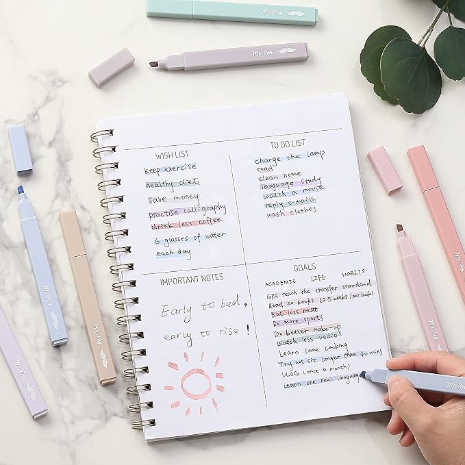 Mr. Pen- Aesthetic Highlighters, 16 pcs, Chisel Tip, Morandi Colors, No Bleed Bible Highlighter Pastel, Assorted Colors, Cute (Pack of 2)