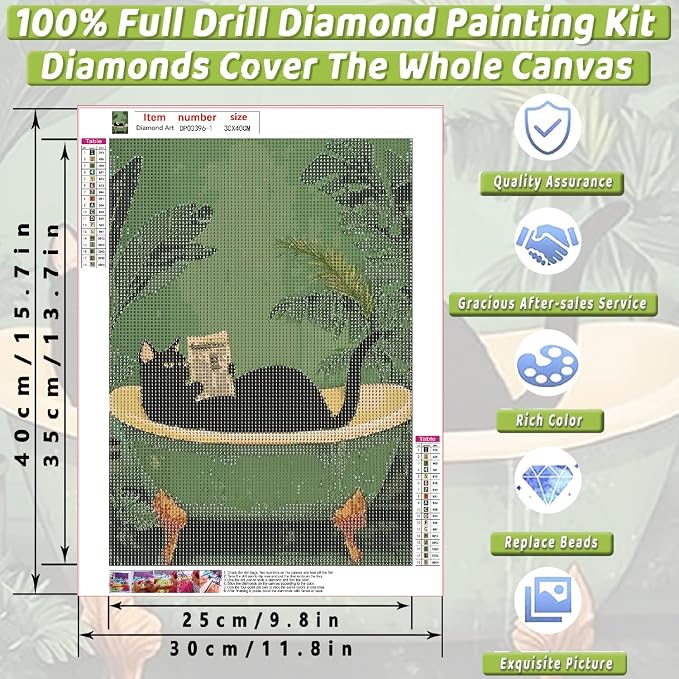 3 Pack Black Cat Diamond Art Kits for Adults Diamond Painting Kit Beginner