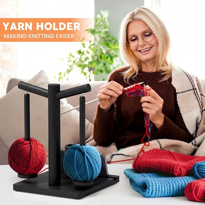 Hangerspace Wooden Yarn Holder for Crocheting and Knitting