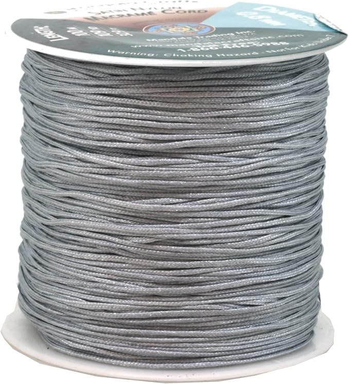 Mandala Crafts 0.8mm Gray Rattail Nylon Satin Cord for Jewelry Making
