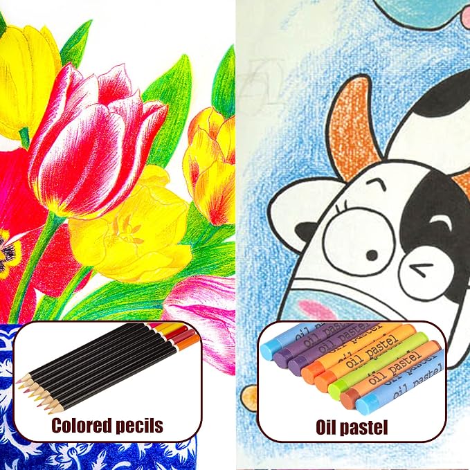 KINSPORY 168-Pack Art Supplies, Deluxe Wooden Art Set Crafts Drawing Painting Coloring Kit, 3 Pack Coloring Pads, Creative Gift Box for Artist Beginners Kids Girls Boys