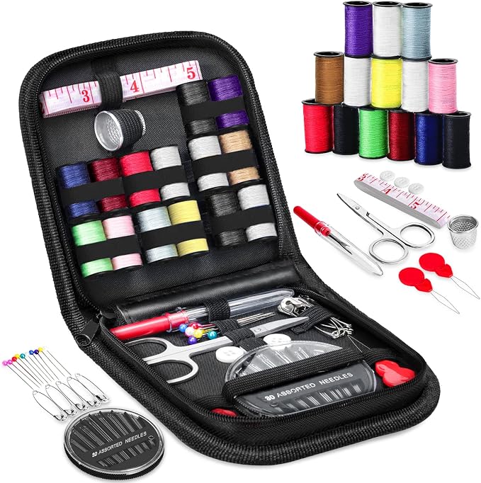 Sewing Kit, Sewing Kits for Adults, OKOM 68Pcs Thread for Sewing, Sewing Supplies, Sew Kit for Home,Traveler,Small Mini, Basic, Beginner, DIY, Needle and Thread Kit, Gift for Mother and Grandma