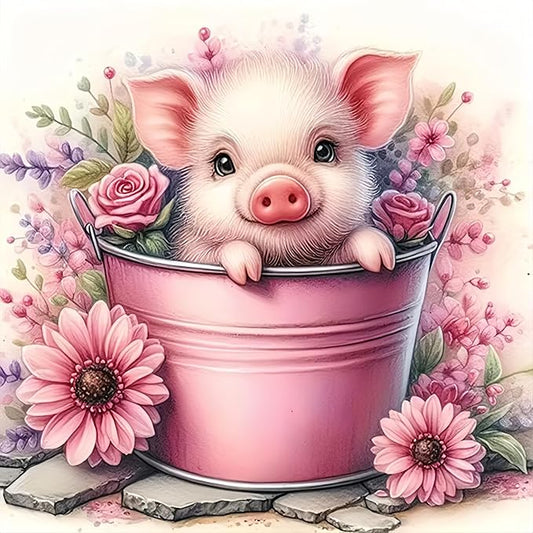 DOTSTART Diamond Art Kits for Adults,Cute Pig 5D Diamond Painting Kits | 5D DIY Paint By Diamonds,Full Drill Round Diamond Dot Gem Art Painting, for Relax Home Wall Art Decor 13.78 X 13.78 inch