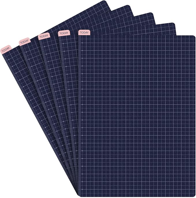 Thenshop 5 Pack A5 Navy Pencil Board Reusable Notebook Accessory, Flexibility Layout Grids Sturdy Cardboard with Ruler Scale