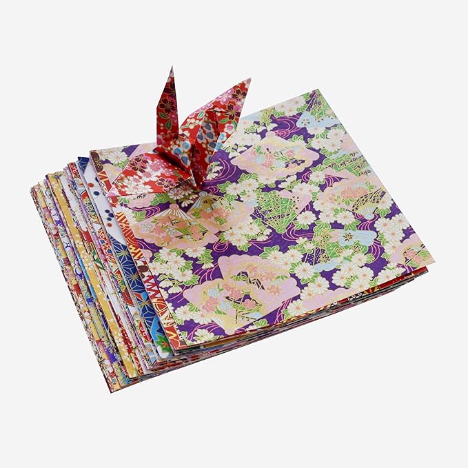 50 Origami Paper Yuzen Washi Paper Different Patterns Japanese Print 6x6 inches for Wedding Decor Japanese Designs, Mixed Patterns for Origami, Scrapbooking, DIY Gifts Origamipolly