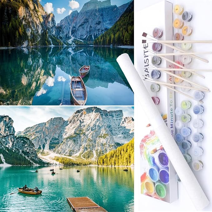 BAISITE Paint by Numbers Kit for Adults Beginners,12" Wx16 L 2 Pack Canvas for Painting Kits for Adults in Colorful Box-PBN281-282