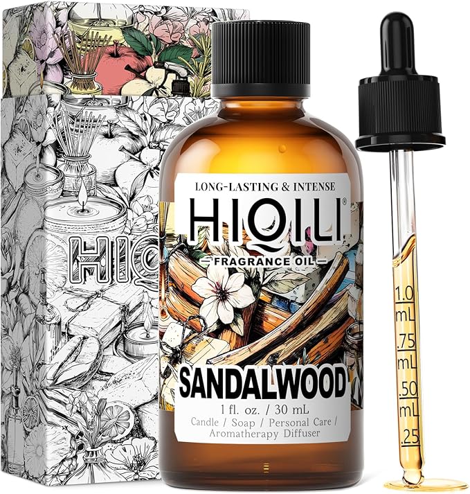 HIQILI Sandalwood Fragrance Oil for Skin Care, DIY Body Product - 1 Fl Oz