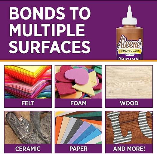 Aleene's Original Tacky Glue, All Purpose Adhesive, Perfect for Crafts and DIY Projects, Dries Fast and Clear, 8 fl oz 3-Pack