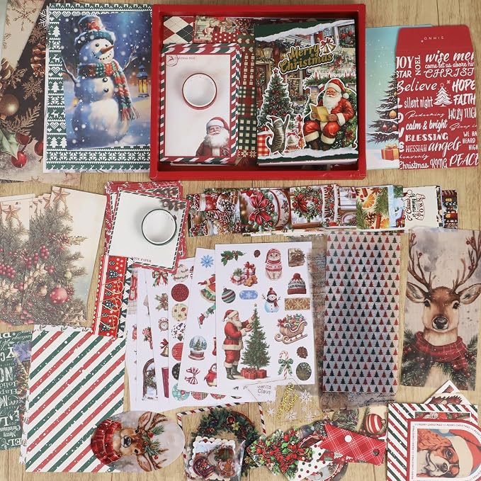 Koqye Christmas Scrapbook Kit, 157‑Piece DIY Holiday Craft Supplies