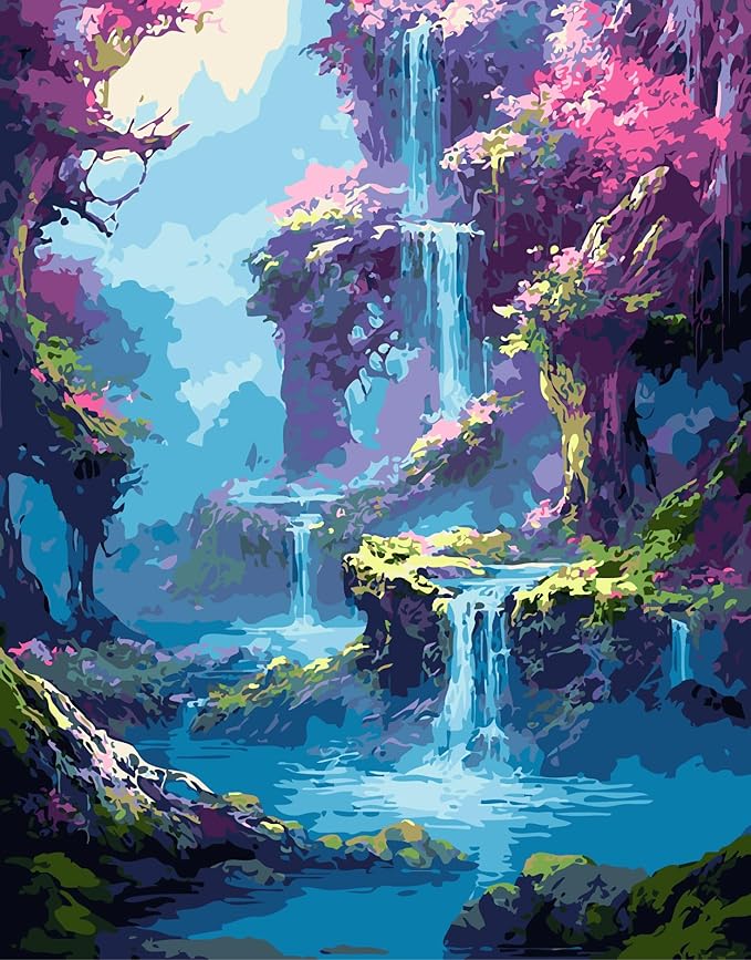 Paint by Numbers Kit for Adults, Dreamy Forest Paint by Number Kits | Acrylic Paint by Number Canvas for Adult Beginners, Easy DIY Canvas Craft for Relaxing Home Wall Decor, 16X16 inch