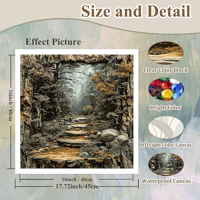 Paint by Numbers for Adults Forest, Paint by Numbers Kit for Adults 16x20in