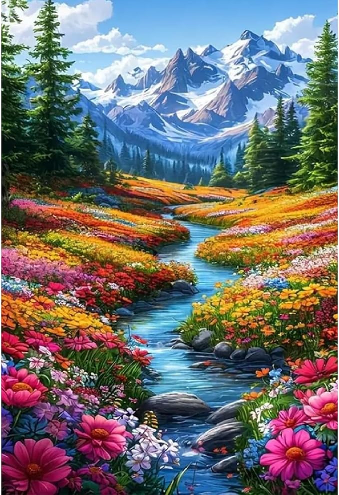 KICHANG Landscape Paint by Numbers Kit for Adults Beginner (Without Frame)