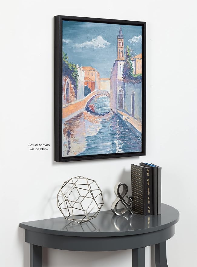 Kate and Laurel Sylvie Blank Framed Canvas for Wall; 18 x 24 Black; Sleek Modern Empty Canvas for Painting Your Own Art; Ready to Paint Premium Canvas Already Framed