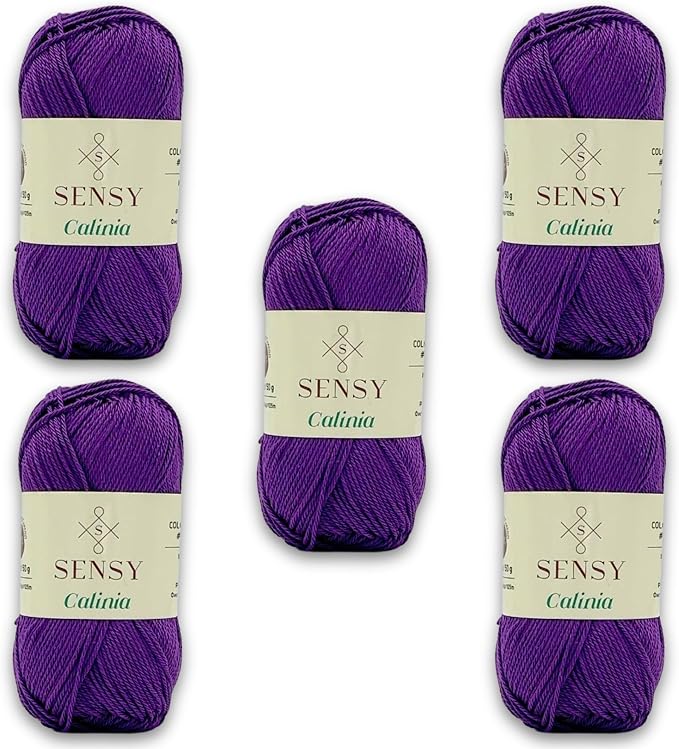S Sensy Calinia-Mercerized Giza Cotton #2 Fine Yarn 5 Pack Purple 131 Yards