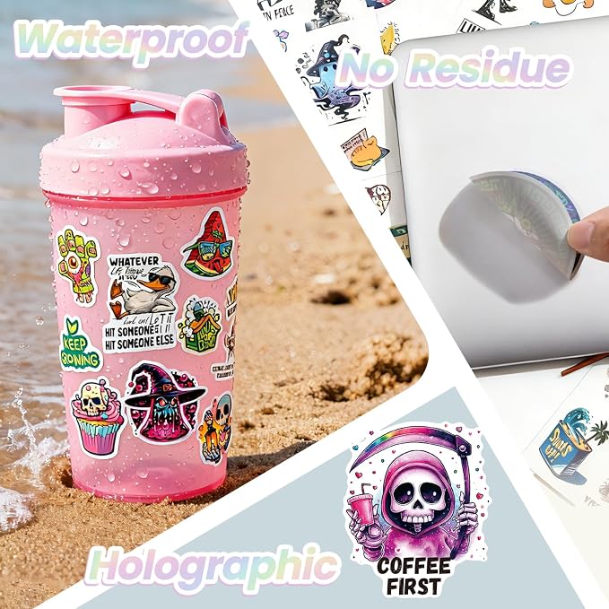 270+ PCS Holographic Funny Stickers for Adults, Waterproof Vinyl Sarcastic Meme Decals for Laptop, Water Bottle, Phone, Kindle, Journal, Scrapbook, Bumper, Skateboard, Luggage, No Repeats Accessories