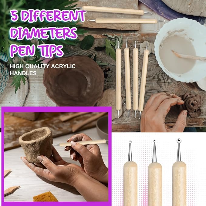 20Pcs Dotting Tools for Painting,Wooden Embossing Tools Tracing Stylus for Transfer Paper Drawing Paper
