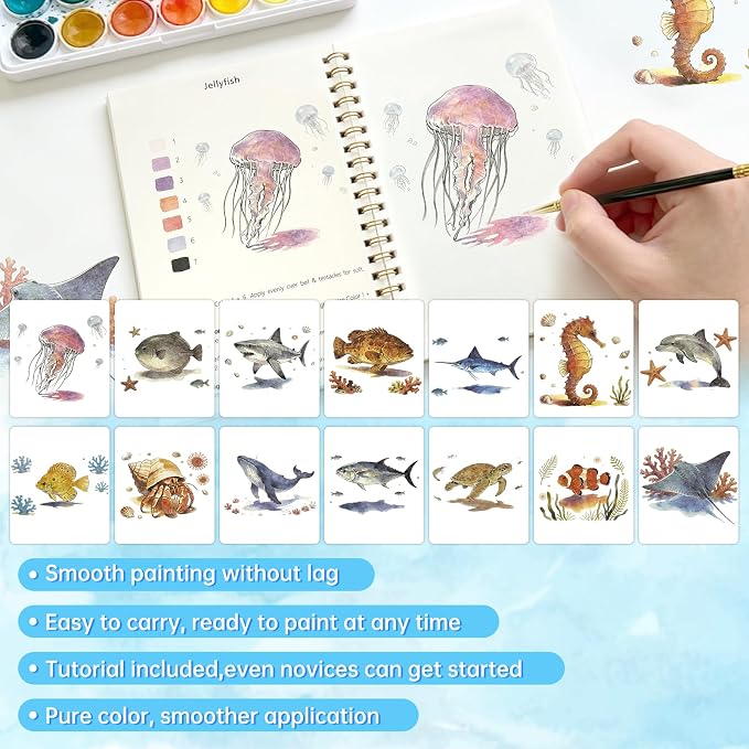 Watercolor Workbook, 16 Colors Watercolor Books Paint Set for Adults Teens
