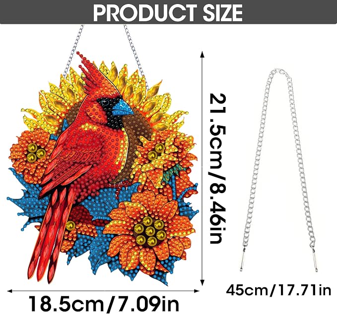 SKRYUIE Bird Hanging Pearl Diamond Art Kits for Adults Suncatcher A1 | Special Shaped Crystal DIY Hanging Diamond Painting Kit, Gift for Mother Spring Summer Window Wreath Decor 7.48 x 7.32 Inch