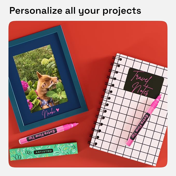 ARTISTRO Pink Acrylic Paint Markers - 0.7mm Extra Fine-Tip - Set of 2