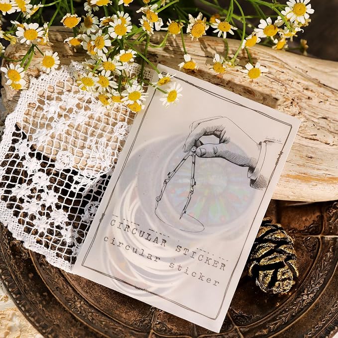 CATaireen Vintage Junk Journal Ephemera Scrapbooking Supplies Translucent Vellum Paper Stickers Card Making Decal Art Aesthetic for Adults (Ephemera Round Machinery)