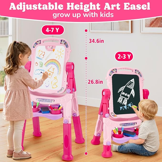 Kids Art Easel for Toddlers Age 3-4 Magnetic Double-Sided Drawing Board