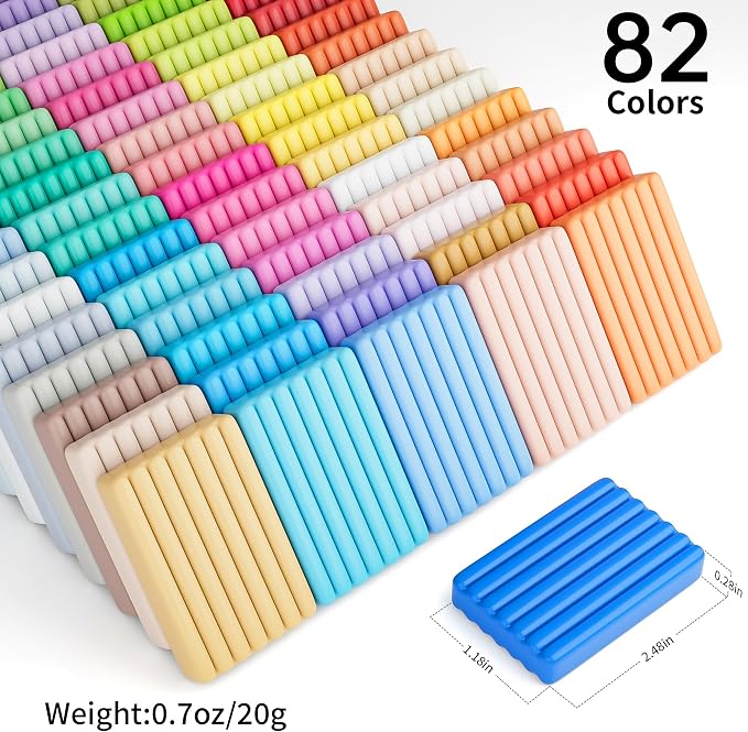Aestd-ST Polymer Clay 82 Colors, Oven Bake Modeling Clay for Kids & Artists | Easy to Shape, Non-Sticky, Colorful, Portable Storage Box, 20 Sculpting Tools, Accessories, DIY Starter Kit for Kids & Adults