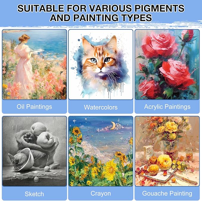ESRICH 12 Pack Stretched Canvas for Painting, 4x4, 5x7, 8x10, 10x12, 12x16(2 of Each), Round Canvas with 8x8, 12x12(1 of Each), Blank Canvases Primed Paint Canvas for Beginners, Artists.
