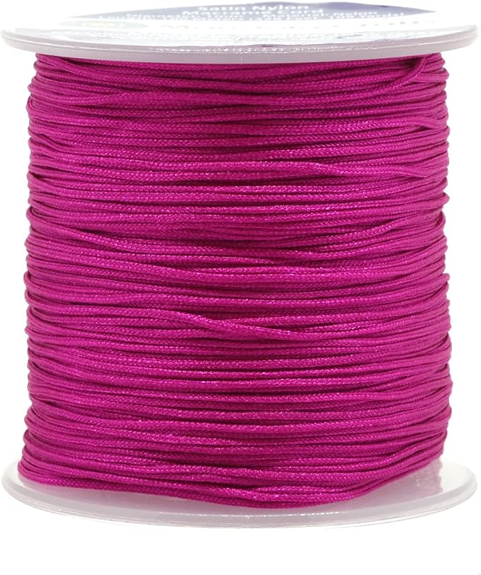 Mandala Crafts 1mm Hot Pink Rattail Nylon Satin Cord for Jewelry Making