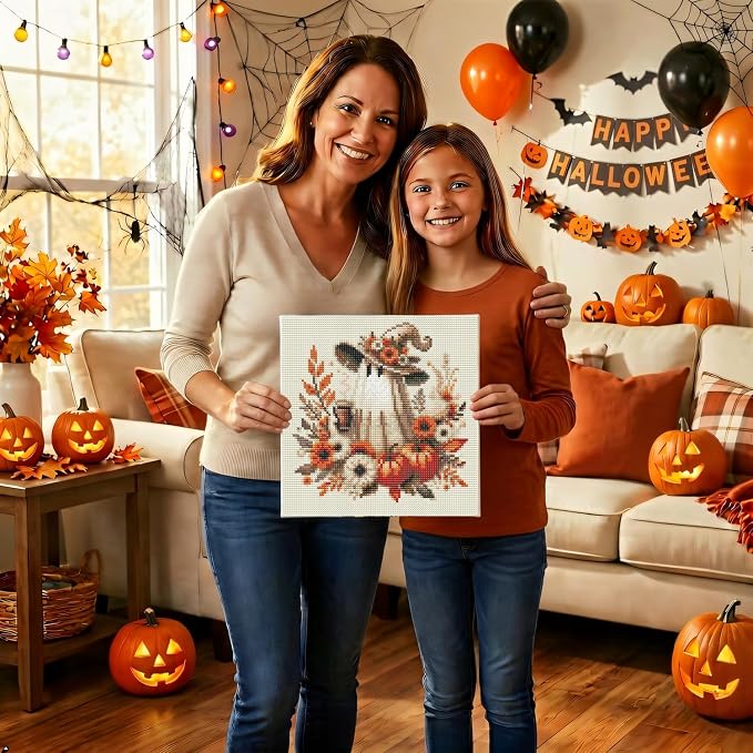 Ghost Diamond Art Kits for Adults with Frame,Halloween Diamond Painting Kit