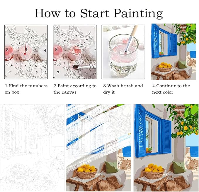 ZRIZQ Paint by Numbers Kit for Adults Beginner,Lemon Tree,16x20 | Full set with wooden brushes,rolled canvas,rich paints.Calming activity.Beginner friendly.Just open and paint.