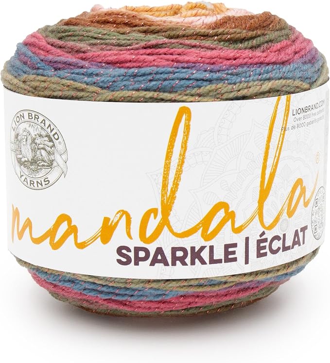 Lion Brand Yarn, Mandala Sparkle Crochet Yarn, Cetus, Multicolor, 1 Pack