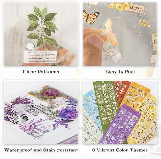 555pcs Vintage Floral Stickers for Journaling & Scrapbooking