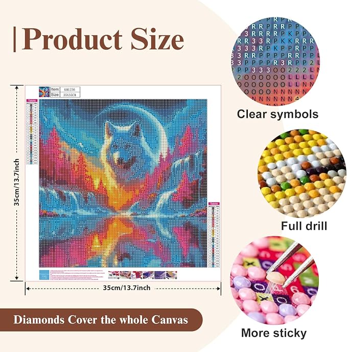 Mosaflare 5D Wolf Landscape Diamond Painting Kits for Adults 13.7x13.7 Inch