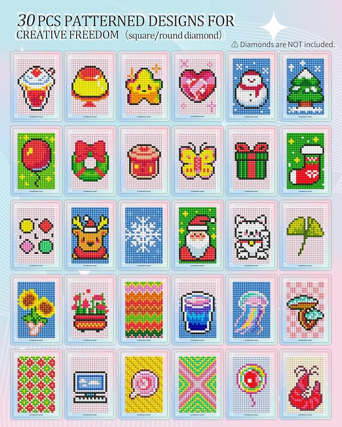 ForeverYoung Freestyle Mini Diamond Art Cards, Design B – Square, No Drills