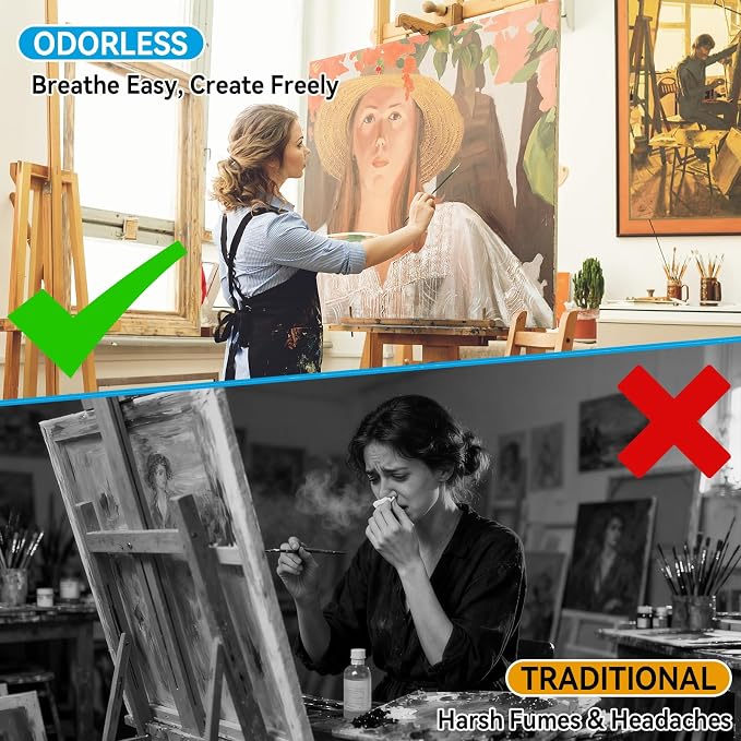 Odorless Mineral Spirits 100ml, Premium Odorless Paint Thinner for Oil Painting, Odor-Free Solvent for Artists, Thinning Oil Colors and Cleaning Brushes, Professionals Oil Painting Supplies