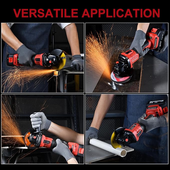 AOBEN Cordless Angle Grinder 4-1/2 inch, 21V Battery Grinder Kit, Power Electric Cut Off Tool, Brushless Motor, 2x4.0Ah Battery & Charger, for Metal Cutting, Grinding, Polishing