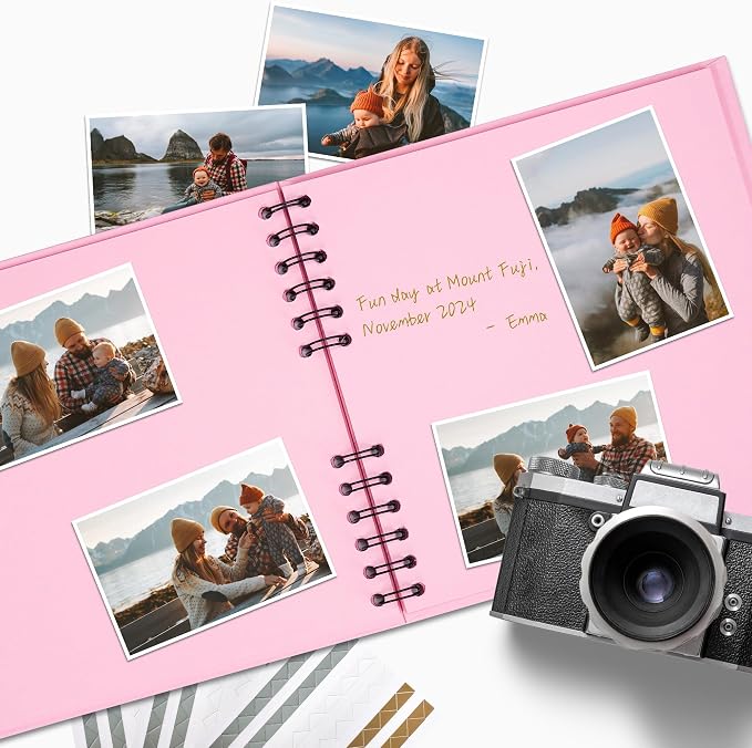 Scrapbook Photo Album DIY 8x8 Inch Thick Kraft 40 Pages Pink