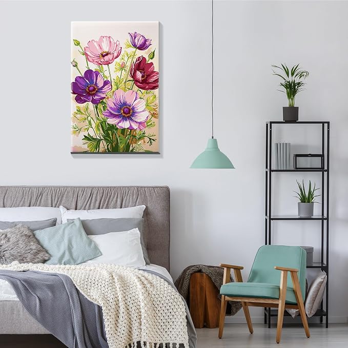 JOOZ Paint by Numbers Kit for Adults with Frame, Flowers, 8x12 Inch