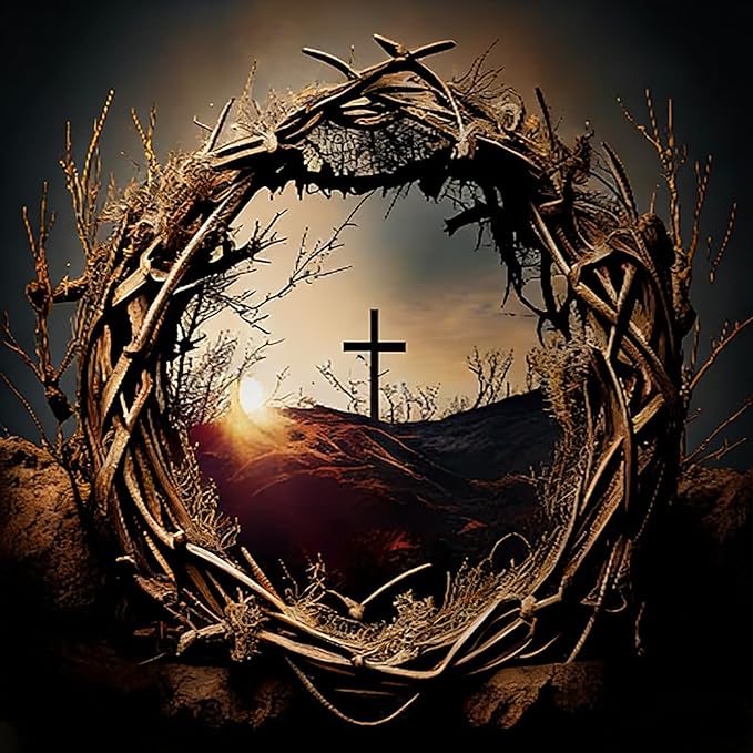 mrpwnle Diamond Art Kits for Adults Religious Cross Diamond Painting Kits | Christ Jesus Crown Thorns Diamond Art Painting Kits for Adults Beginner, DIY Round Full Drill Crafts Kit Home Decor 12x16in