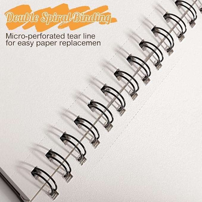 Sketch Book for Kids, 8.5 × 11 Inch Spiral Drawing Pad for Beginners | Acid Free Paper for Pencil, Crayon, Charcoal & Light Markers; Flat-Open Spiral; Great for School, Home & Travel