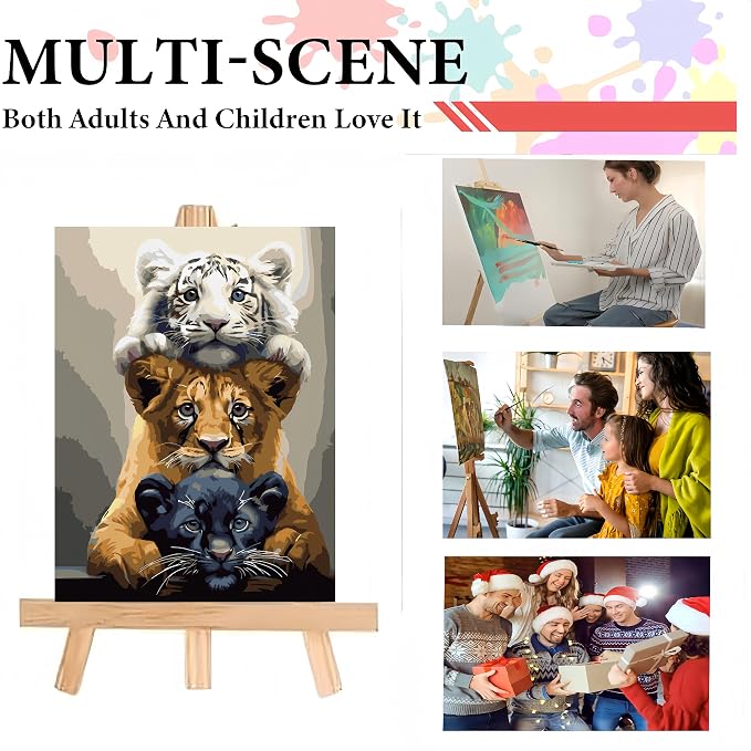 Three Tigers Painting by Numbers Kit for Adults Beginner,11.8X15.7 Inch | Color by Numbers for Adults,Adult Paint by Number Kits on Canvas,Paint by Numbers Easy Oil Painting for Home Wall Decor