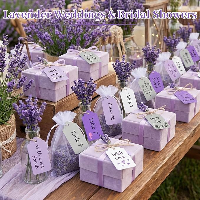 SallyFashion 170 PCS Gift Tags with String Attached, 1.8X3.4 inch | Multicolored Hanging Tags Purple Gray White, Wedding Birthday Holiday Party Favors