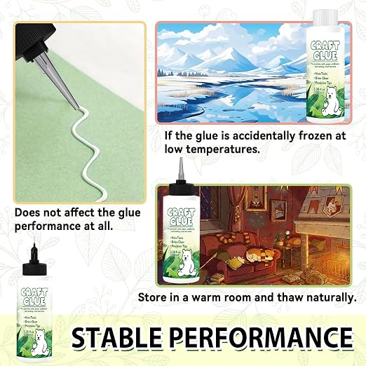 Craft Glue Bottle with Fine Tip, Craft Glue Quick Dry Clear for Precision Paper Crafts, Scrapbooking Supplies, Card Making (100ml)