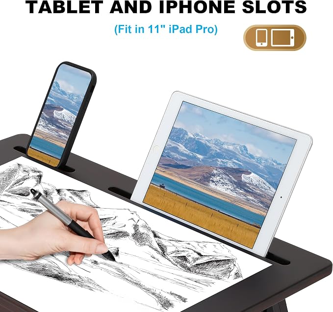 Nnewvante Drawing Table, Foldable Drafting Desk, Adjustable Height & Angle
