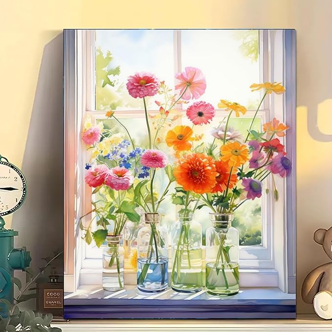 Arttoplus Flowers Paint by Numbers Kit for Adults Beginner 16x20 inch | Flower Adult Paint by Number Kits on Canvas, Flowers Diy Oil Painting by Number for Gift Home Wall Decor (Without Frame)