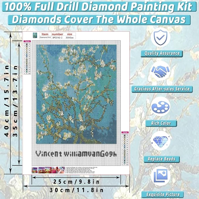 3 Pack Van Gogh Diamond Art Kits for Adults Diamond Painting Kit Beginner